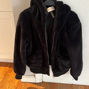 Bloomingdale’s Beachriot faux fur hooded bomber jacket
